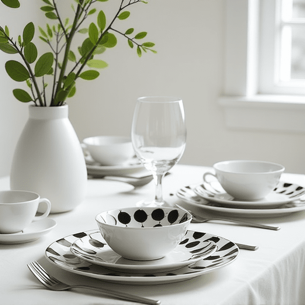 Marimekko Oiva-astiasto kattauksessa