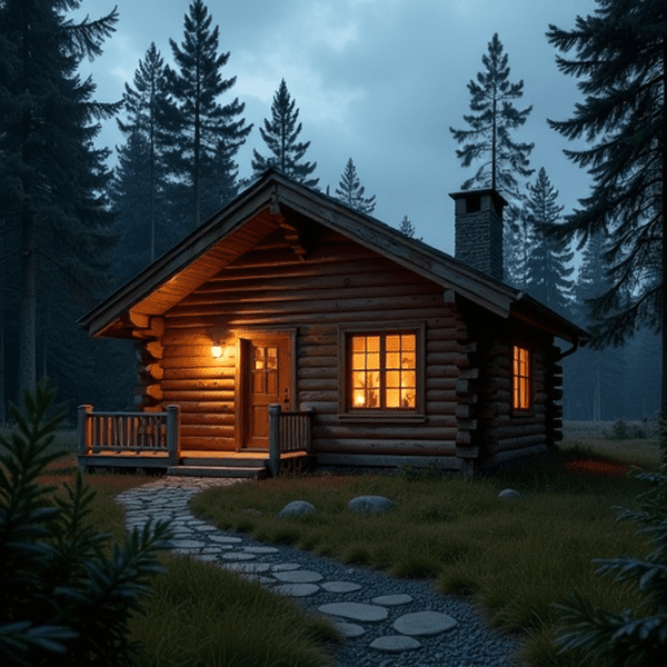 Viihtyisä hirsimökki Tahkon metsässä